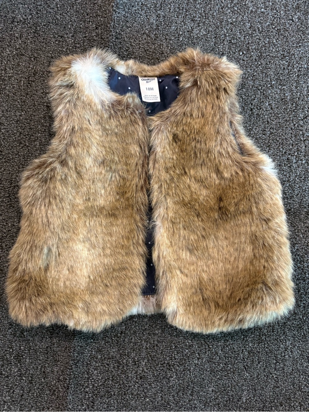OshKosh B'gosh Girls Faux Fur Vest in Brown